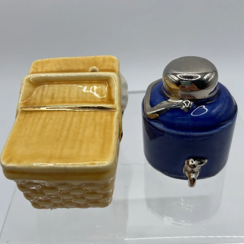 Arcadia Ceramics Picnic Basket Thermos Jug Salt Pepper Shaker Set